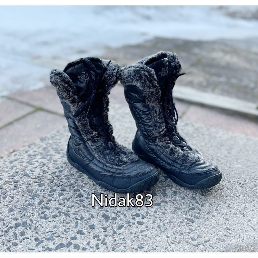 The North Face Black Lace Up Nupste IV Snow Boots size 8 preowned